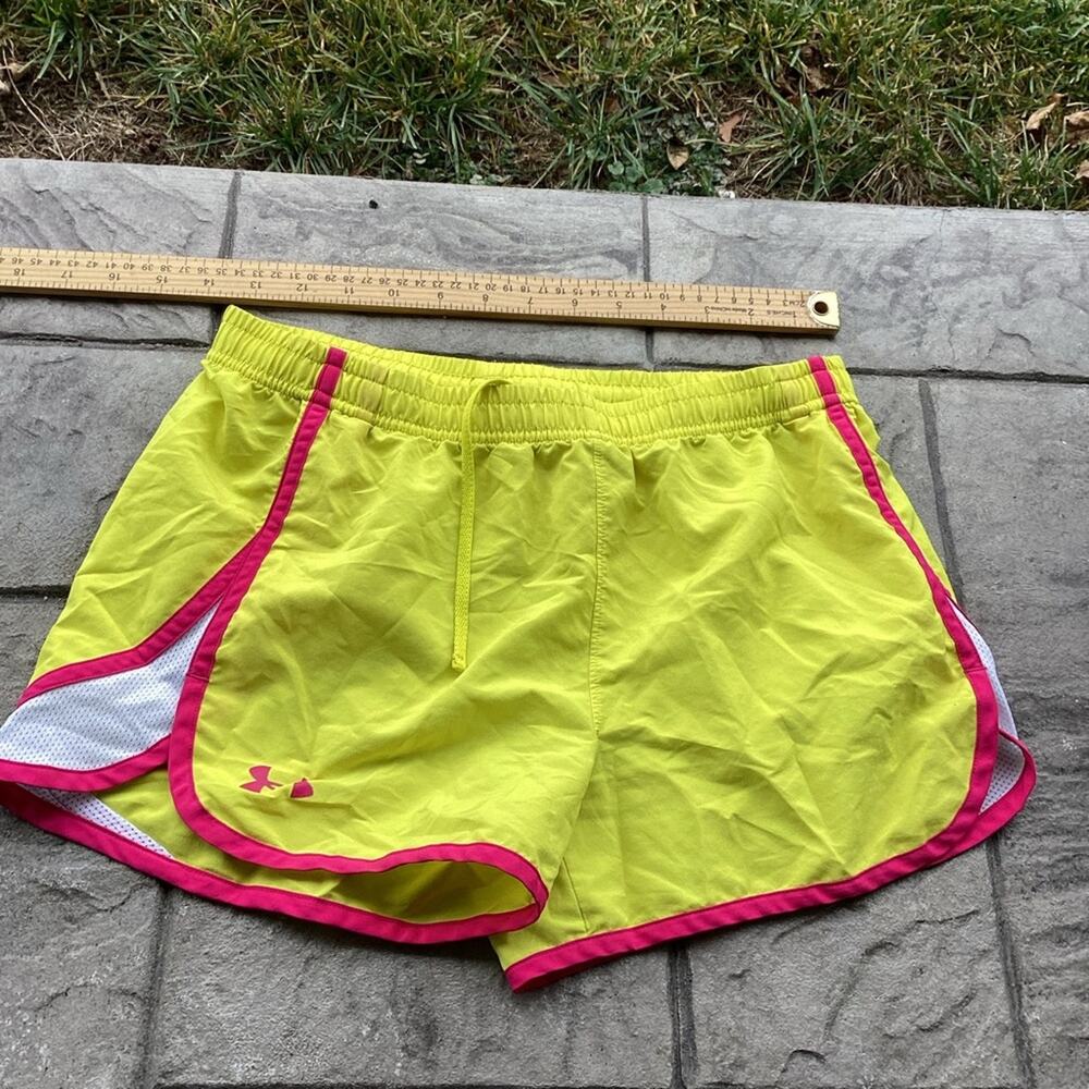 Running Shorts Girls Size XL Yellow/Green with Pink Trim
